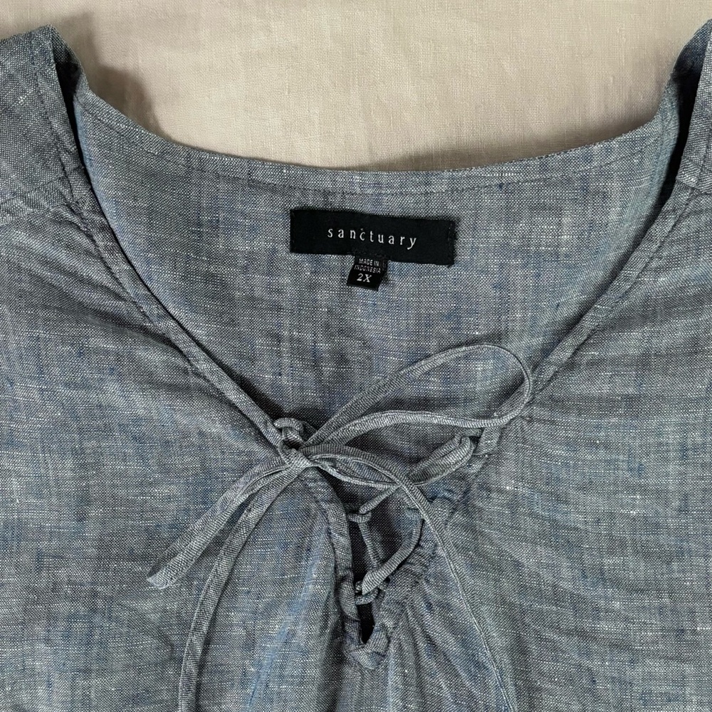 Linen Peasant Blouse - Picture 2 of 7